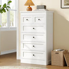 wanan Tall 6 Drawer Dresser for Bedroom, White Modern 43.3'' Tall Wood Chest of Drawers, Storage Organizer with Smooth Metal Rails & Anti-Tip Kit for Closet, Hallway, Living Room by Wanan