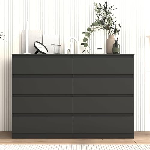 Black Dresser for Bedroom,Modern Large 8 Drawer Dresser with Deep Drawer,Wide Storage Chest of Drawer,Wood Bedroom Storage Organizer Furniture,TV Stand for Living Room - Image 4