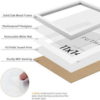 puthiac 11x14 Solid Oak Wood Picture Frames, White, 3 Pack - Image 2
