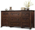 WLIVE Brown Dresser for Bedroom, 9 Drawer Wooden Chest of Drawers with SGS-Tested Anti-Tip Design, 62 Inch Wide Rustic Dresser TV Stand for Living Room, Hallway and Closet, Large Storage Cabinet by WLIVE