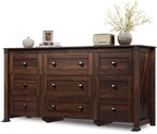 WLIVE Brown Dresser for Bedroom, 9 Drawer Wooden Chest of Drawers with SGS-Tested Anti-Tip Design, 62 Inch Wide Rustic Dresser TV Stand for Living Room, Hallway and Closet, Large Storage Cabinet by WLIVE