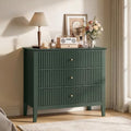RoyalCraft Fluted 3 Drawer Dresser, 32 inch Wide Dresser Nightstand for Bedroom, Modern Wood Chest of Drawers, Large Painted Nightstand with 3 Drawers for Closet, Hallway, Entryway, Dark Green by Bringyoubetterlife