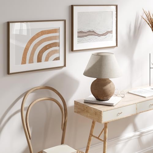 12x16 Picture Frame, Solid Oak Wood 12x16 Frames with Mat to 8.5x11 - Image 2