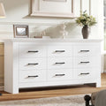 9 Drawer Dresser for Bedroom, Wood Dresser Chests of Drawers with Metal Handle, Triple Wide Dressers, Vintage Design Storage Chest Cabinet and Organizer Drawers for Closet, Hallway, Entryway, White by KNOWORLD