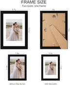 Hongkee 8x12 Picture Frame Set of 4, Made of Real Glass and Black Wooden Frame - Display 6x8 Picture with Mat or 8 x 12Poster Without Mat, 8 by 12 Photo for Wall or Tabletop - Image 2