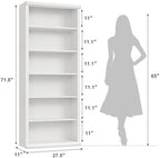Rresyet Bookcase and Bookshelves, 28" W Tall Bookshelf, White - Image 2