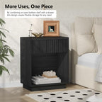 Fluted Nightstands Set of 2, Mid Century Bedside End Side Table - Image 3