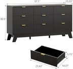 Wodeer 9 Drawer Fluted Dresser for Bedroom, Mid Century Modern Dresser with 9 Drawers, Dressers & Chests of Drawers with Metal Handle, TV Stand & Storage Organizer for Entryway, Hallway, Black - Image 2