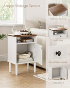 Nightstand, Boho Night Stand with 1 Drawer, Modern Side Accent Table with Open Shelf, Wooden Top Bedside End Table for Bedroom, Living Room, White - Image 5