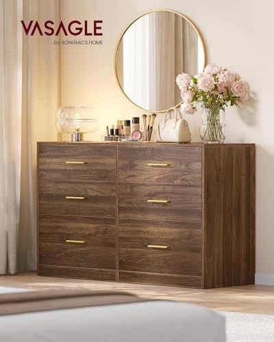 VASAGLE 6-Drawer Dresser, Chest of Drawers, 46.9 x 15.8 x 30.7 Inches - Image 2