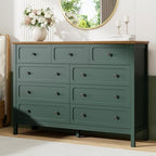 Tradare Dresser for Bedoom, Modern Chest of Drawers, Wood 9 Drawer Dresser with Metal Handles, Storage Organizer Wide Dressers for Living Room, Hallway, Entryway, Green - Image 3