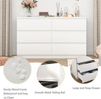 VERYKE White 6 Drawer Dresser for Bedroom,Chest of Drawers with No-Handle Design for Closet,Modern Wood Dresser Bedroom Storage Furniture - Image 6