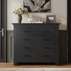 8 Drawer Dresser for Bedroom, Wood Dresser Chests of Drawers with Metal Handle, Double Wide Dressers, Vintage Design Storage Chest Cabinet and Organizer Drawers for Closet, Hallway, Entryway, Black - Image 4