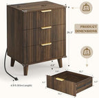 Lulive 3 Drawers Dresser with Socket, Modern Wooden NightStands - Image 3