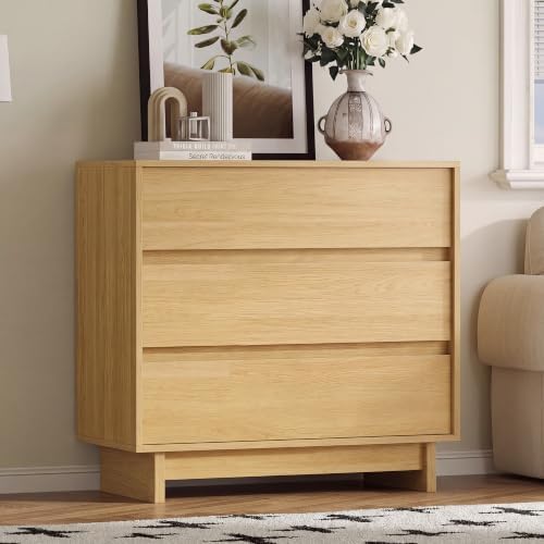 3 Drawer Oak Dresser for Bedroom, 31.5" Wide Mid Century Modern Dresser - Image 4