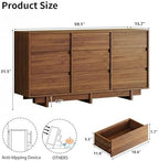 HOUROM Walnut Dresser for Bedroom, 59in Modern 9 Drawer Chest of Drawers - Image 2