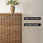 Fluted 9 Drawer Dresser for Bedroom, 59" Horizontal Wide Modern Low Profile Chest of Drawers with Metal Handle & Storage, Long Wooden Dresser TV Stand for Living Room & Closet, Walnut Brown Dresser - Image 5