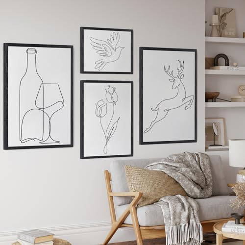 puthiac 16x24 Solid Oak Wood Picture Frames, Black, 3 Pack - Image 6