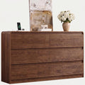 Gyfimoie 55" W Walnut Fluted 6-Drawer Dresser for Bedroom w/Power Outlet by Gyfimoie