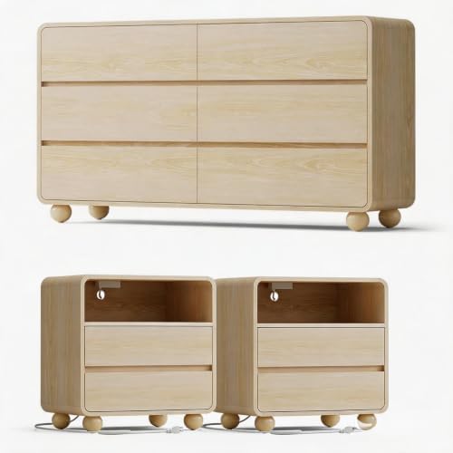 Lulive Dressers and Nightstands Set 3-Piece, Natural by Lulive