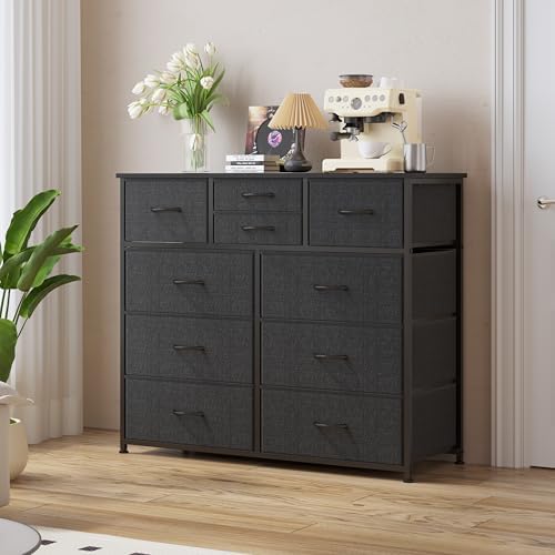 LUMTOK 10 Drawers Dresser with Fabric Bins for Bedroom,Closets，Dark Gray - Image 2