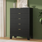 5 Drawer Dresser for Bedroom, 47" Tall Fluted Chest of Drawers, Black - Image 6