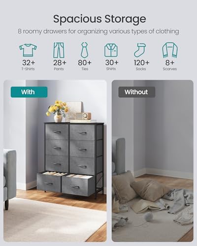 SONGMICS Dresser for Bedroom, Tall Dresser with 8 Fabric Drawers - Image 4