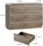 Wodeer Grey Dresser Fluted 6 Drawers Dresser for Bedroom, 47" Wide Wood Chest of Drawers with Hidden Handles & Rounded Corners, Modern TV Stand Storage Cabinet for Living Room, Hallway, Entryway - Image 2