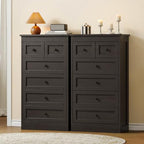 wanan Tall 6 Drawer Dresser for Bedroom, Black Modern 43.3'' Tall Wood Chest of Drawers, Storage Organizer with Smooth Metal Rails & Anti-Tip Kit for Closet, Hallway, Living Room - Image 6