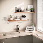 Ballucci Floating Shelves for Wall, 36" Wood Wall Shelf Set of 2, with Invisible Brackets for Bathroom, Living Room, Bedroom, Kitchen, Nursery, 8" Deep, Rustic Brown - Image 3