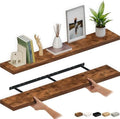 Ballucci Floating Shelves for Wall, 60" Wood Wall Shelf Set of 2, with Invisible Brackets for Bathroom, Living Room, Bedroom, Kitchen, Nursery, 8" Deep, Rustic Brown by Ballucci