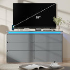 6 Drawer Dresser for Bedroom,47.24" Long Grey Chest of Drawers w/LED Lights - Image 7
