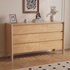 CHUWELL 51.1" Wide Oak 7 Drawer Dresser for Bedroom with Solid Wood Legs - Image 7