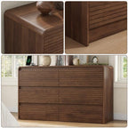 Gyfimoie 55" W Walnut Fluted 6-Drawer Dresser for Bedroom w/Power Outlet - Image 6