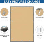 Hongkee 24x36 Poster Frame Set of 4, 24 x 36 Grey Wood Style(Mat 20x30) - Image 5