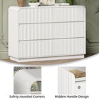 Wodeer White Dresser Fluted 6 Drawers Dresser for Bedroom, 47" Wide Wood Chest of Drawers with Hidden Handles & Rounded Corners, Modern TV Stand Storage Cabinet for Living Room, Hallway, Entryway - Image 5