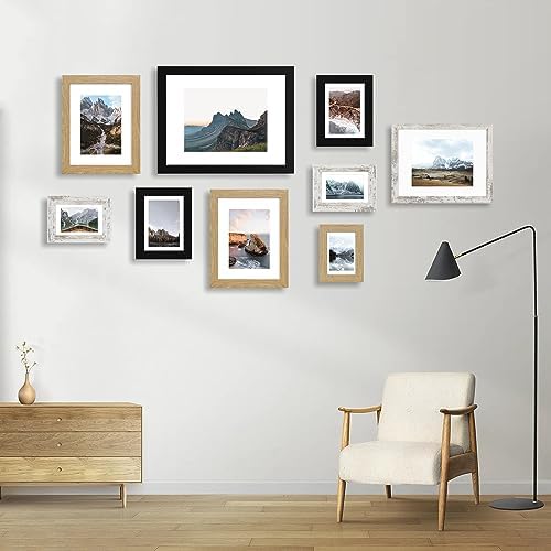 Hongkee 4x6 Picture Frame Set of 4, Made of Real Glass and Black Wooden Frame, 4 by 6 Photo for Wall or Tabletop - Display Picture 3.5x5 with Mat or 4x6 Without Mat - Image 4