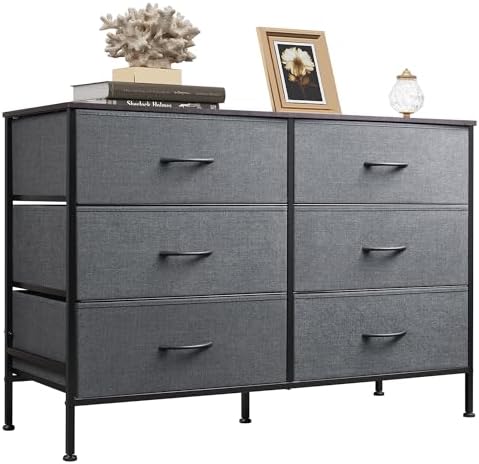 WLIVE Dresser for Bedroom with 6 Fabric Drawers, Dark Grey by WLIVE