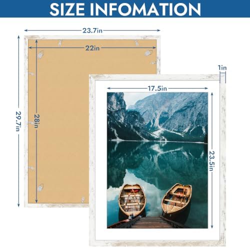 Hongkee 22x28 Frame Set of 4, 22 x 28 Distressed White Wood(Mat 18x24) - Image 3