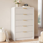 Decofy 48" H Fluted 5-Drawer Dresser for Bedroom, White by Decofy