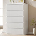 Jocoevol Fluted 5 Drawer Dresser, 43" Tall Dresser for Bedroom, Modern Fluted Chest of Drawers, Wood Drawer Organizer for Living Room, Bedroom, Entryway, Hallway (White) by JOCOEVOL