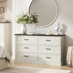 Farmhouse 6 Drawer Dresser for Bedroom, 55" White Dresser with TV Stand - Image 5