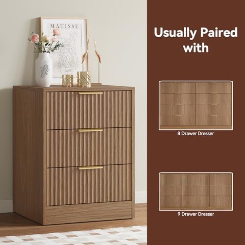9 Drawer Dresser & 3-Drawer Nightstand Set 3-Piece, Natural Wood丨63 Long Dresser Set Night Stand Set of 2 with Metal Handle, Modern Wood Chest of Drawers Storage Dressers Set for Bedroom - Image 5