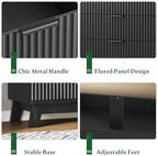 Xixini Fluted Dresser with 8 Drawers, 54" Wide Modern Chest of Drawers with Metal Handle, Wooden Dresser TV Stand, Wood Closet Clothes Storage Organizer for Bedroom, Living Room, Hallway, Solid Black - Image 5