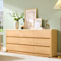 Modern 9 Drawers Dresser for Bedroom, 63” Wide Large Dressers & Chest of Drawers, Front Rounded Corner Handleless Design, Storage Dressers Organizer for Hallway, Living Room, Natural Color by Odeekea