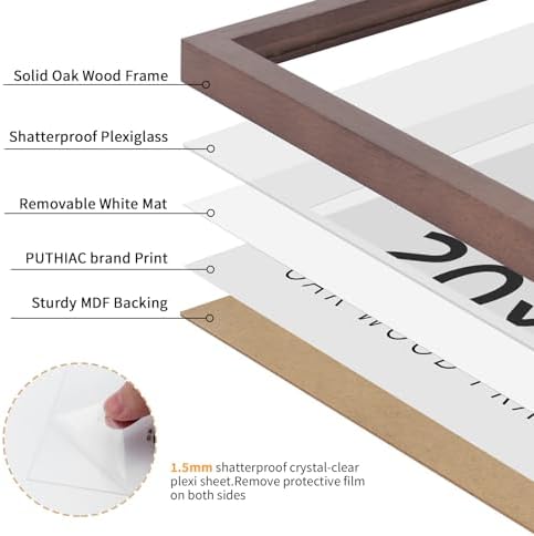 puthiac 20x20 Solid Oak Wood Picture Frame, Walnut, 1 Pack - Image 2