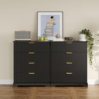 Wooden 4 Drawer Dresser for Bedroom, 36.6 in Tall Fluted Dresser with Metal Handles, Modern Chest of Drawers for Bedroom, Living Room, Entryway, Black - Image 3
