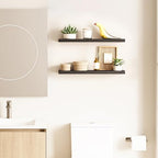 Ballucci Floating Shelf, 2-Pack 24" Black Floating Shelves for Wall, Wood Wall Shelf for Home Décor, Floating Shelves for Bathroom, Living Room, Bedroom, 8" Deep Wall Shelves - Image 2