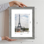 Hongkee 9x12 Picture Frame Set of 4, Made of Glass and Grey Wooden Frame - Display Picture 6x8 with Mat or 9 x 12 Without Mat, 9 by 12 Photo for Wall or Tabletop - Image 2