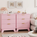 Xixini Fluted Nightstand with 3 Drawers, 24" Wide Side Table, Pink - Image 7